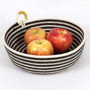 Happy Striped Woven Cotton Table Basket Canisters Woven Grey 