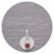Chilewich: Bamboo Woven Vinyl Placemats, Set of 4 Placemat Chilewich Round 15" Dia. Fog 