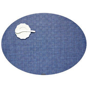 Chilewich: Bay Weave Woven Vinyl Placemats, Set of 4 Placemat Chilewich Oval 14" x 19.25" Blue Jean 