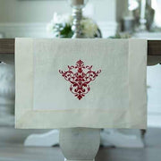 Victorian Linen Table Runner by Crown Linen Designs Table Runners Crown Linen Designs 70" Cream/Red 