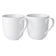 White Fluted Half Lace Mug, 12.5 oz., Set of 2 by Royal Copenhagen Dinnerware Royal Copenhagen 